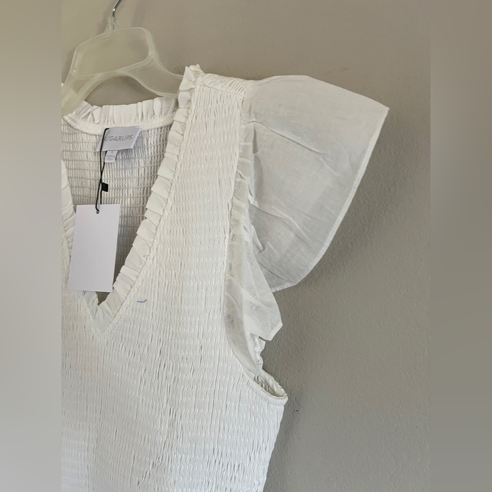 White Ruffle Maxi Dress Tiered Small NWT SUGARLIPS - Picture 7 of 9